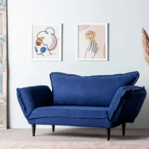 Ofertă limitată Canapea extensibila 2 locuri Rahim Albastru 150x80 cm