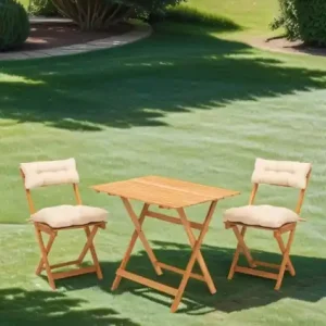 Set masa si scaune de gradina (3 piese) My003A Crem 80x72x60 cm Reducere de preț