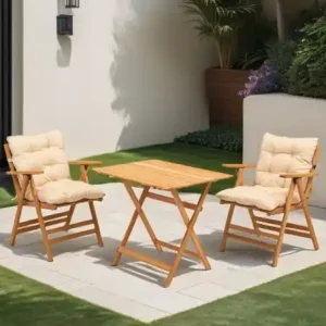 Set masa si scaune de gradina (3 piese) My025 Crem 60x74x80 cm Cumpără online