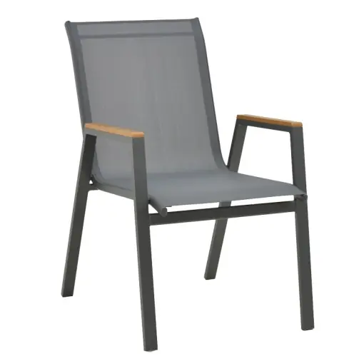 Fotoliu de exterior, Model Azelie, culoare gri inchis, aluminiu si textil, 77x55x94 cm Doar azi