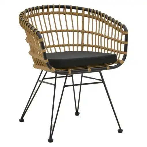 Fotoliu de exterior, Model Naoki, culoare natural si negru, metal si poliratan, 62x62x70 cm Reducere