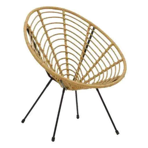 Popular Fotoliu de exterior, Model Naoki, culoare natural si negru, metal si poliratan, 78x74x87 cm