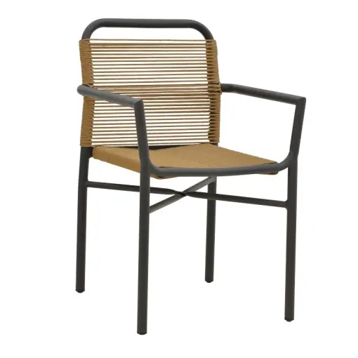 Fotoliu de exterior, Model Clutch, culoare natural si antracit, metal, 55x56x80 cm Plată sigură