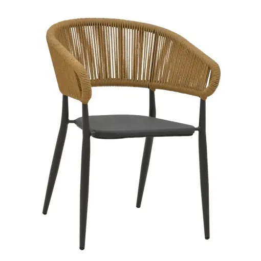 Reduceri Fotoliu de exterior, Model Raven, culoare natural si antracit, rattan si textil, 57x62x78 cm