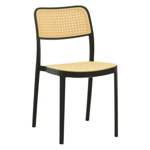 Scaun de exterior , Model Westley, culoare negru si natural, Polipropilena, 55x47x81 cm Ofertă exclusivă