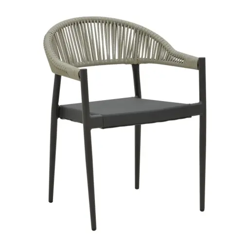 Cumpără online Fotoliu de exterior, Model Elation, culoare antracit, aluminiu si poliratan, 56x62x77 cm