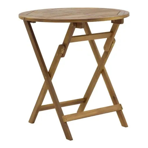 Expediere rapidă Masă de exterior pliabila, Model Capruva, culoare natural, lemn masiv de salcam, D70x74 cm