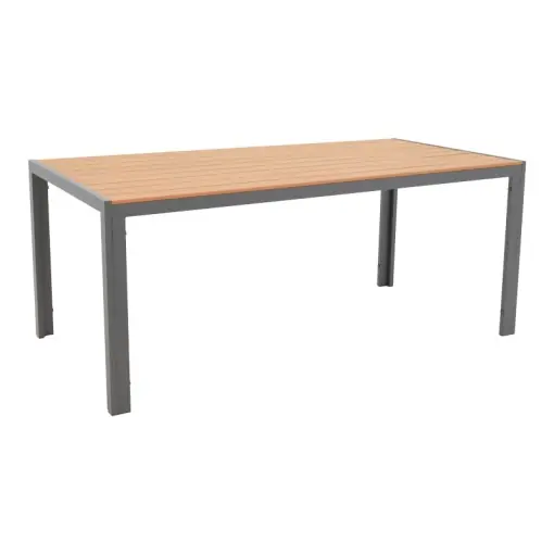 Retur ușor Masa de exterior, Model Nares, culoare natural si antracit, aluminiu si lemn, 180x90x72.5 cm