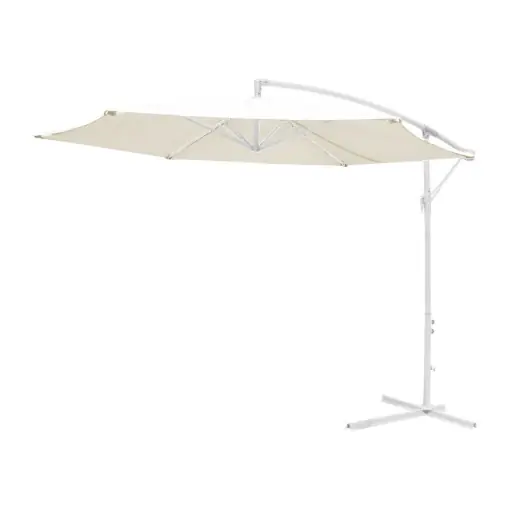 Retur ușor Umbrela de gradina, Model Jiopel, culoare alb si bej, aluminiu si textil, D300 cm