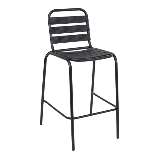 Scaun de bar pentru exterior, Model Sussie, culoare negru, metal si aluminiu, 58x58x111 cm Chilipir