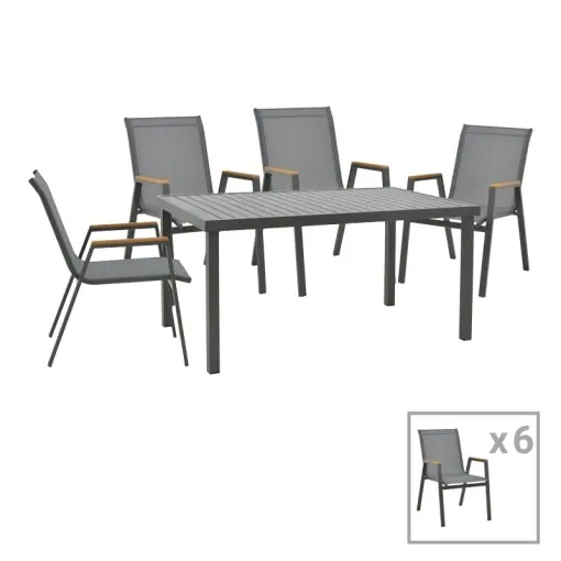Set 7 buc masă și scaune de grădină Azelie-Kliton Gri 77x55x94 cm Ofertă exclusivă