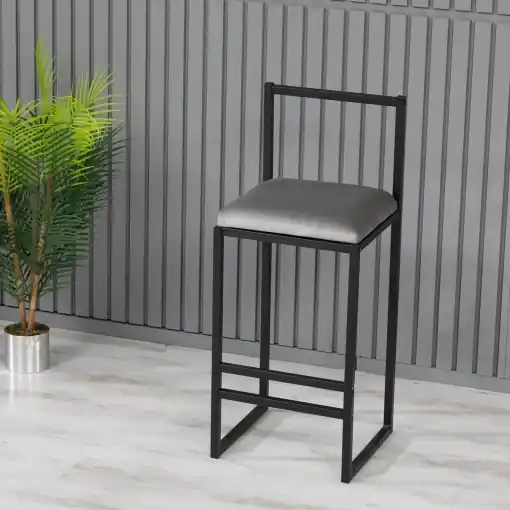 Disponibil imediat Scaun de bar Model Nordic, Gri, 35x35x80 cm