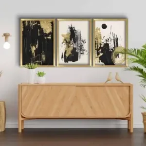 Tablou, 3 bucati Incastrum Oslan Auriu 38x53 cm Ofertă