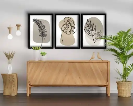 Tablou, 3 bucati Irezia Aurora Bej 38x53 cm Ofertă de sezon