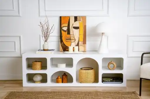 Cumpărături sigure Consola Model Lorin, Alb, 160x38x51 cm