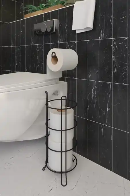 Suport hârtie igienică SB061 Negru 15x15x55 cm Reducere specială