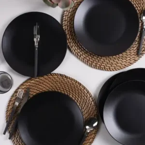 Reducere Set farfurii, 6 bucati Shadow Moon Negru 25x25x3.7 cm