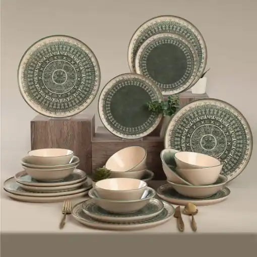Set veselă din ceramică, 24 bucati Lavante splash Verde Preferatul clienților
