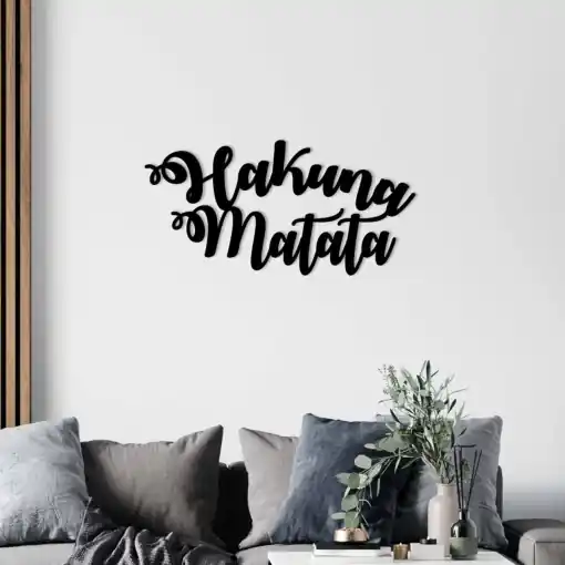 Tablou metalic Hakuna Negru 70x35 cm Discount