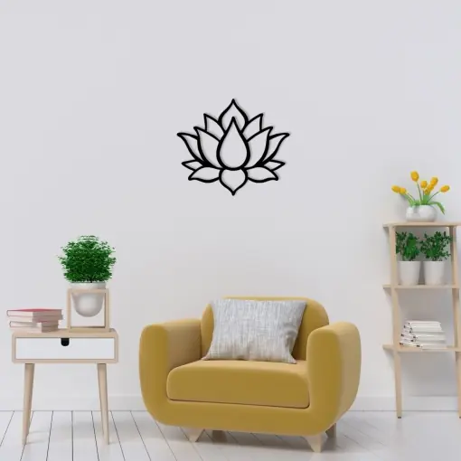 Lichidare de stoc Tablou metalic Lotus Negru 50x43 cm