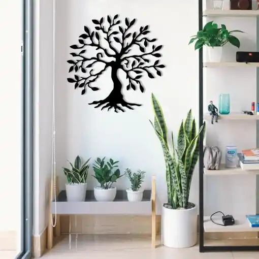 Tablou metalic Tree Negru 60x60 cm Chilipir