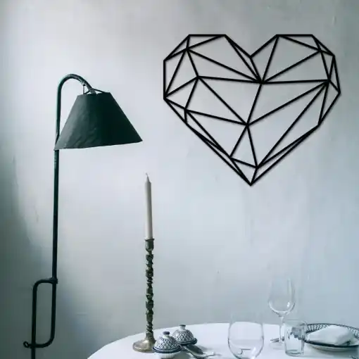 Tablou metalic Heart Negru 47x40 cm Retur ușor