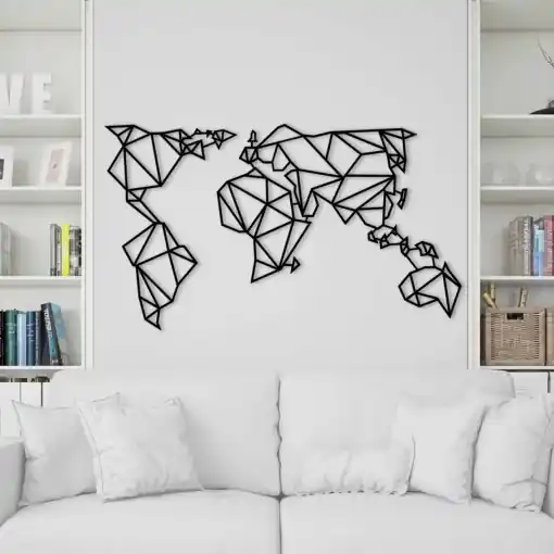 Tablou metalic World Negru 140x80 cm Chilipir