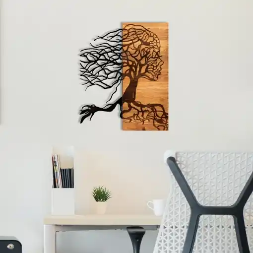 Tablou din lemn si metal Nefes Negru 47x58 cm Noutate