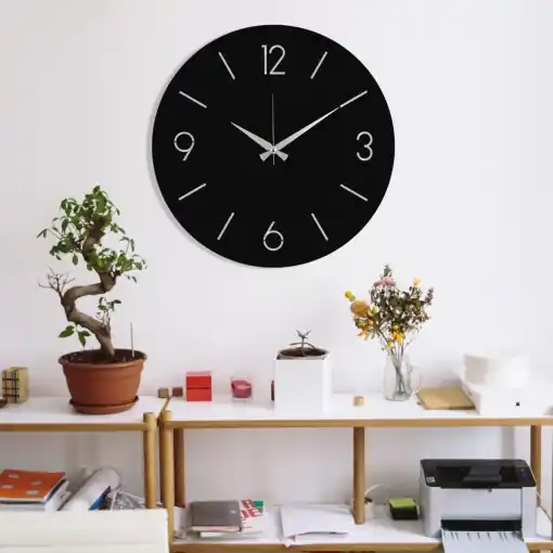 Ceas de perete decorativ din metal Trevwela Negru 48x48 cm Discount