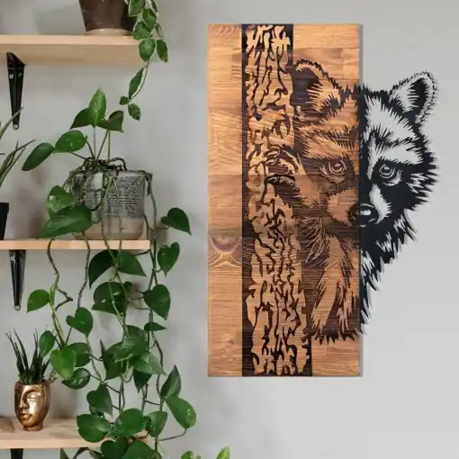 Tablou din lemn si metal Folivora Negru 37x57.5 cm Comandă acum