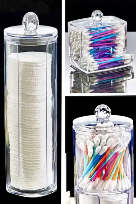 Set 3 recipiente organizatoare de machiaj FT Transparent 10x9x7 cm Cumpără online