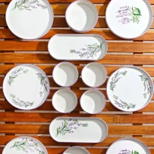 Set vesela mic dejun, 14 bucati Lavanta Alb 19x19x3.5 cm Preț redus
