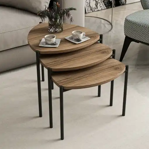 Plată sigură Set masute de cafea stivuibile, 3 bucati Lenny Nuc 45x45x45 cm