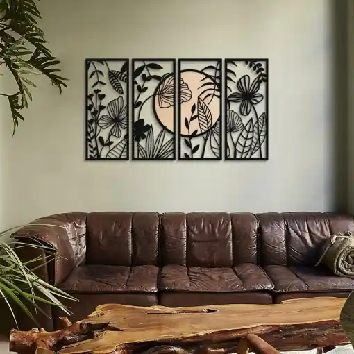 Tablou metalic Ginkgo Negru 29x68 cm Cumpărături sigure