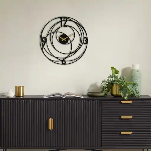 Reducere specială Ceas de perete decorativ din metal Big Negru 49x49 cm