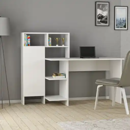 Reduceri Birou Bugra Alb 135.9x111.8x60 cm