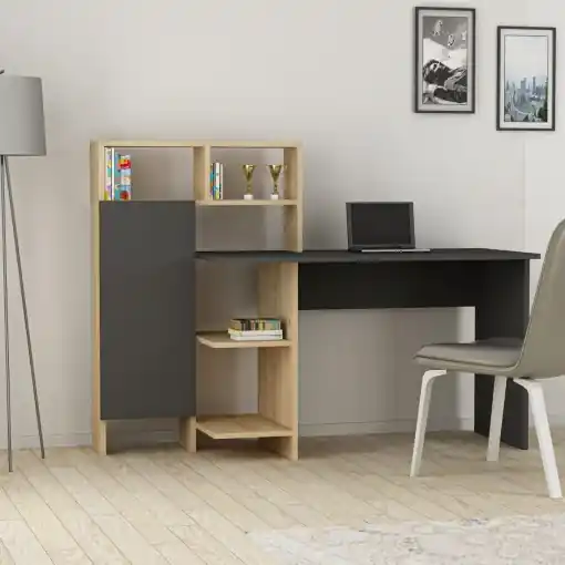 Birou Bugra Antracit 135.9x111.8x60 cm Cumpărături sigure