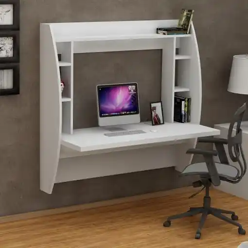 Preț redus Birou Buglem Alb 123.6x120x55 cm