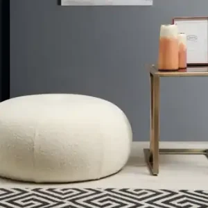Taburet puf Tina Alb 55x55x35 cm Reducere de preț