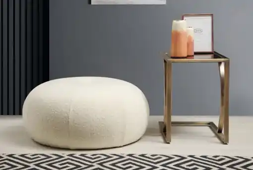 Taburet puf Tina Alb 55x55x35 cm Reducere de preț