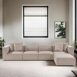 Plată securizată Colțar dreapta Sora Bej 430x75x102 cm