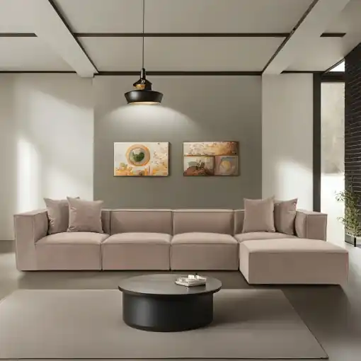 Super ofertă Colțar dreapta Sora Cappuccino 430x75x102 cm