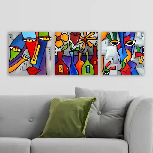 Plată sigură Tablou, 3 bucati DRPRC02 Multicolor 30x30x3 cm