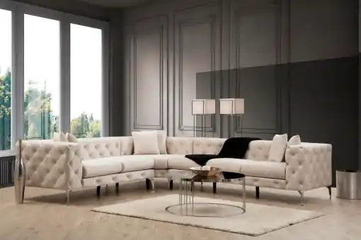 Colțar dreapta Como Ecru 310x70x270 cm Preț promoțional
