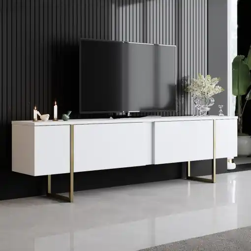 Discount Consola TV Luxe Alb 180x30x50 cm