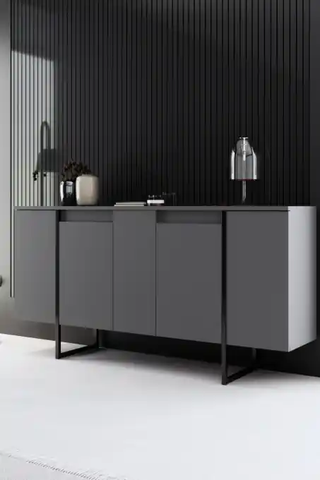 Preț redus Comoda Model Luxe, Antracit/Negru, 160x35x80 cm