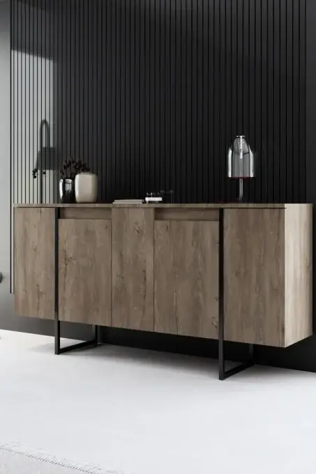Doar azi Comoda Model Luxe, Negru/Nuc, 160x35x80 cm