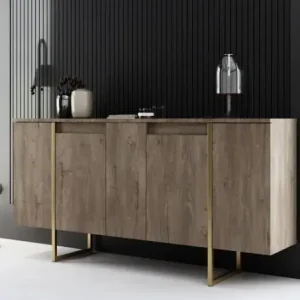 Comoda Model Luxe, Auriu/Nuc, 160x35x80 cm Ofertă de sezon