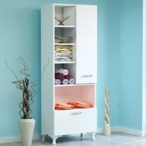 Discount Dulap multifunctional Model Sezen, Alb, 60x31.5x163.6 cm