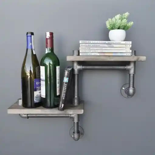 Raft din țevi Boruraf041 Nuc 55x30x14 cm Preț promoțional